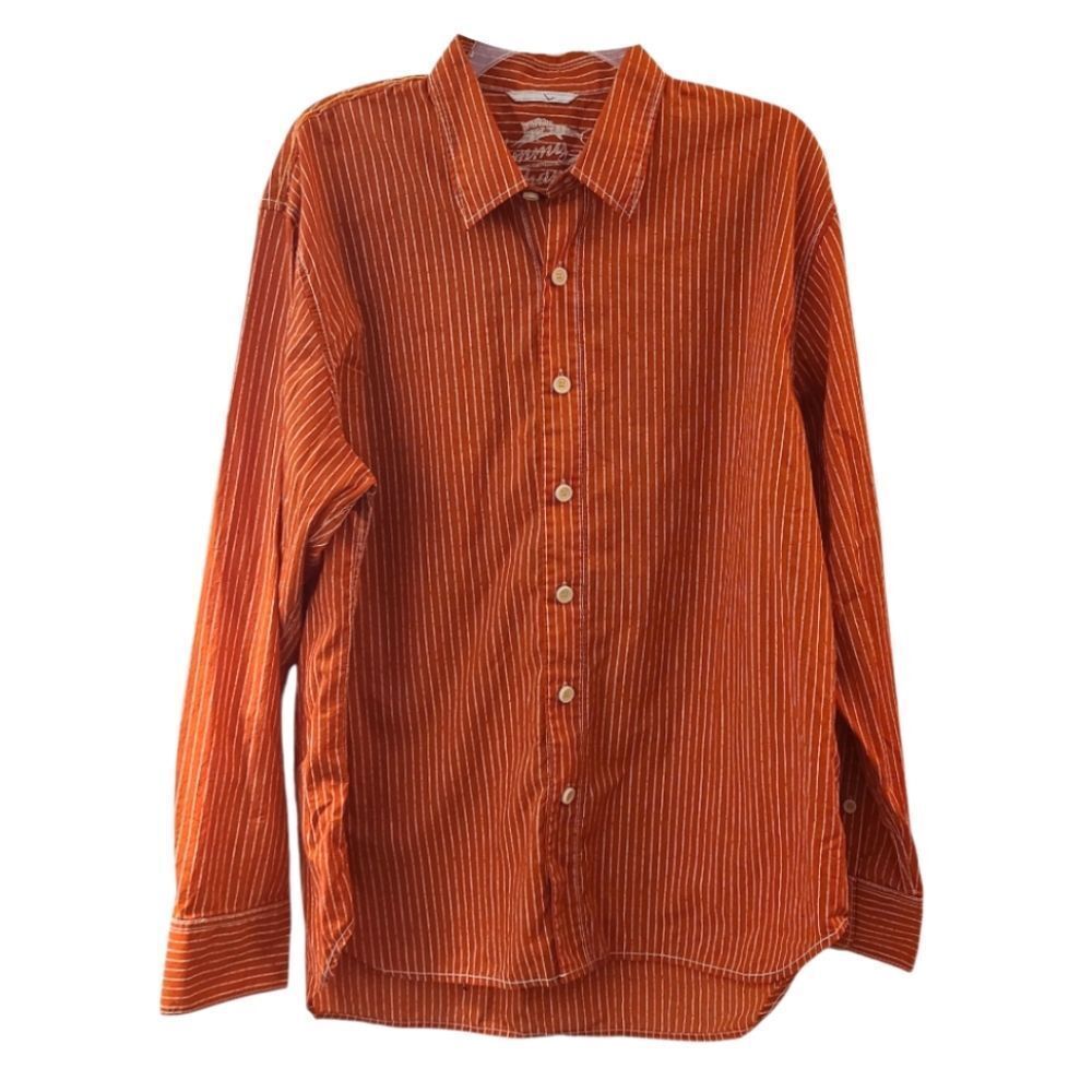 Tommy Bahama Burnt Orange Pinstripe Men's Cotton Button Down Shirt